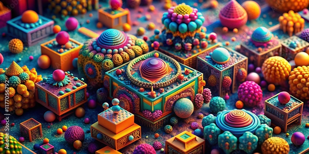Fototapeta premium Abstract 3D Render Macro Photography: Close-up Geometric Shapes