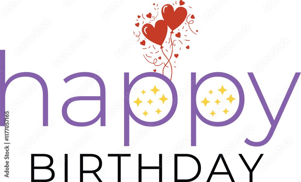 Obraz premium Happy Bierhday text design effect 