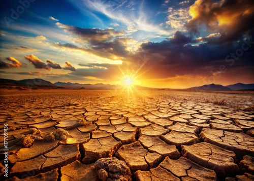Abstract Arid Soil Texture Background with Bokeh Effect - Stock Photo