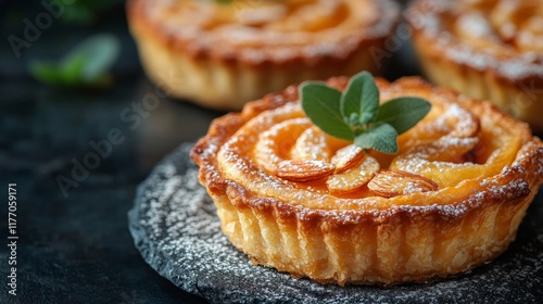 Freshly baked pastries on a wooden surface in a cozy bakery setting