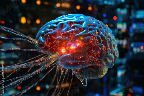 Obraz na płótnie A neural interface directly from the brain to the computer.