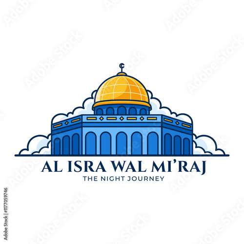 Hand  Drawn Al-Isra Wal Mi'raj Night Journey Illustration