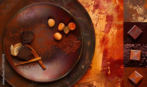 Deep burgundy, burnt orange, and chocolate brown create a warm, inviting backdrop