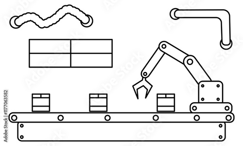 product packaging process with industrial machines and robots