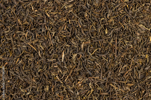 high-quality dry, not cooked green tea close-up