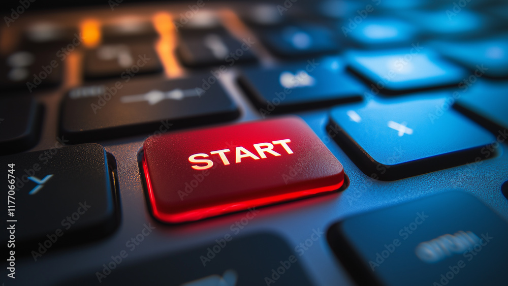 Press to Start: The Red 'START' Button in Focus Press to Start: The Red 'START' Button in Focus