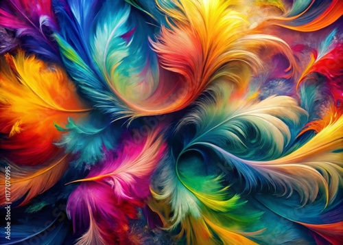Abstract Colorful Background: Acrobatic Painted Plume Dance