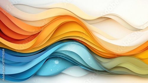 Wallpaper Mural The colorful wavy background features vibrant, dynamic waves of varying sizes and hues, created in a modern paper cut style that adds depth and texture to the design. Torontodigital.ca