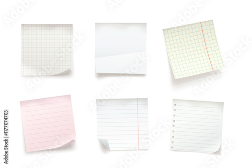 various memo notes in set realistic design