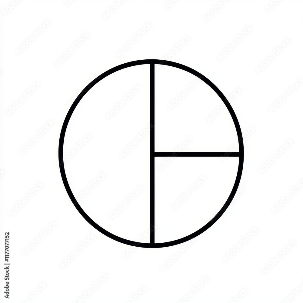 Abstract Geometric Circle Divided into Three Unequal Sections Simple Line Art Design Element Abstract Geometric Circle Divided into Three Unequal Sections Simple Line Art Design Element