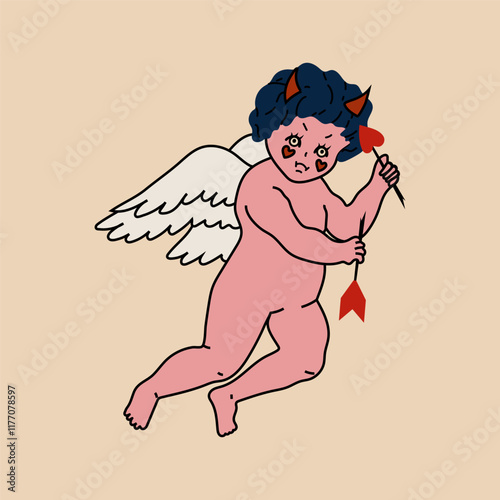 Сupid breaks his arrow. Anti Valentine's day concept.