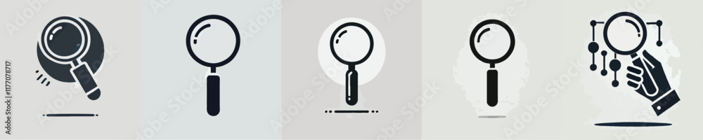 vector collection of magnifying glass silhouettes vector collection of magnifying glass silhouettes