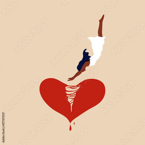 A girl with a broken heart. Anti Valentine's day concept.