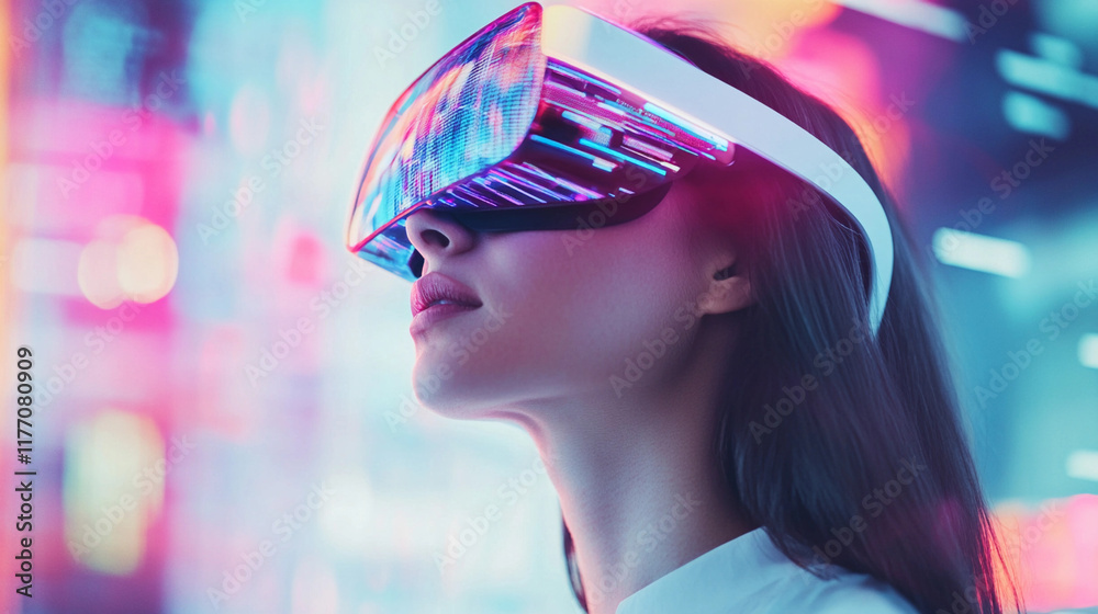 Obraz premium Innovative digital design with immersive virtual reality experience. Generative AI