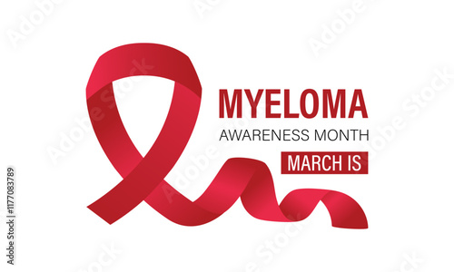 Multiple Myeloma Awareness Month. Realistic Burgundy Ribbon with Calligraphy Ribbon, Realistic ribbon. Vector illustration of background.  photo