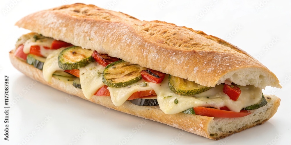 A Delicious Grilled Vegetable and Melted Cheese Sub on a Crusty Roll A Delicious Grilled Vegetable and Melted Cheese Sub on a Crusty Roll