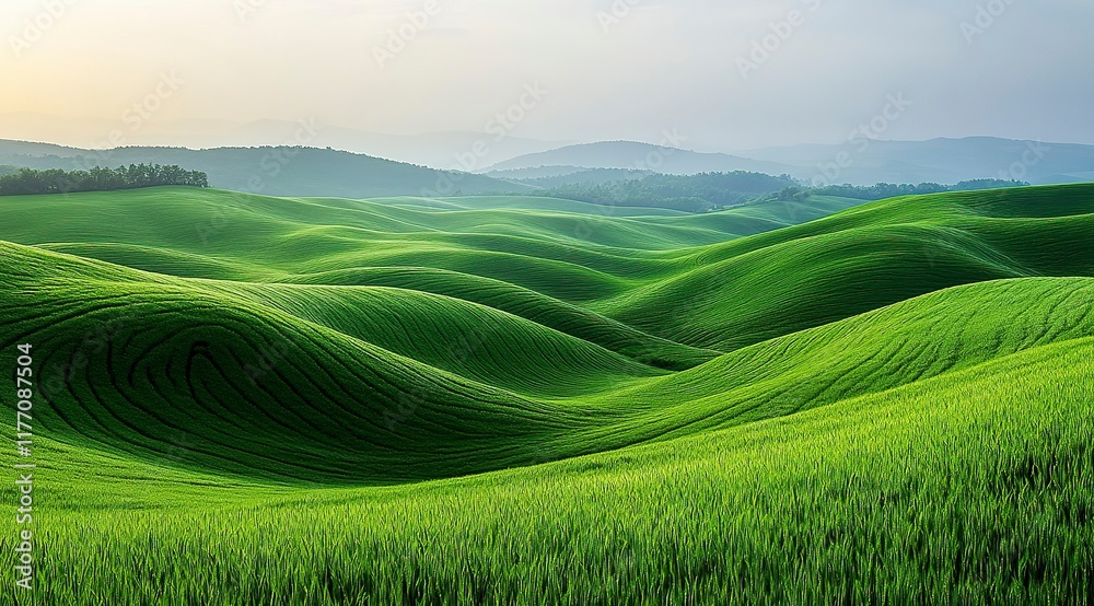 Fototapeta premium Landscape with field and mountains