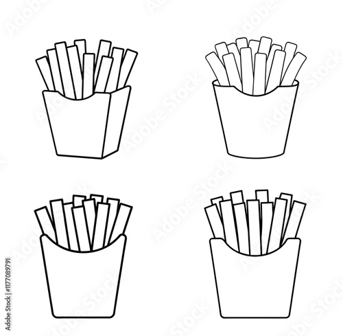 Silhouette french fries in a paper pack vector