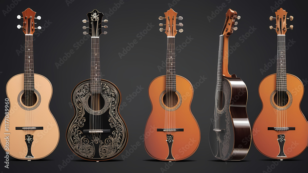 Obraz premium Detailed vector oud artwork highlighting the artistic beauty and cultural significance of this iconic string instrument.