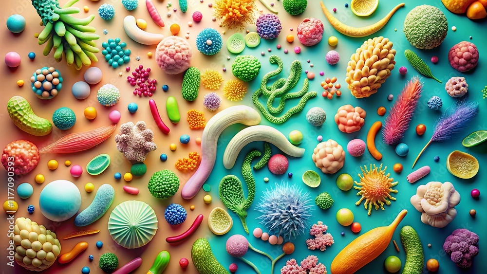 Fototapeta premium Abstract Minimalist Depiction of Gut Microbiome & Holistic Wellness