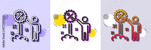 Discount line icon. Halftone dotted pattern. Gradient icon with grain shadow. Sale shopping sign. Clearance symbol. Line discount icon. Various designs. Vector