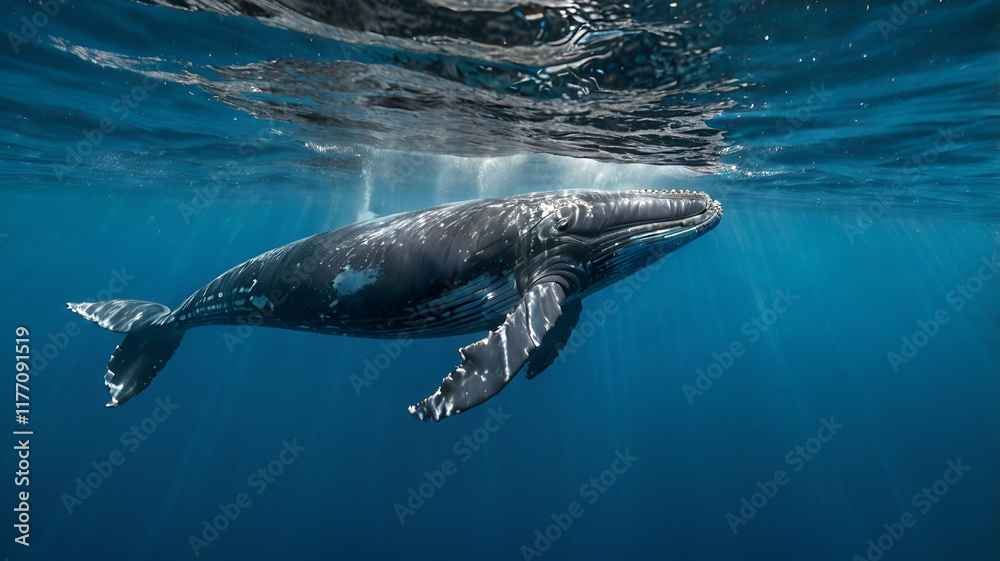 Naklejka premium dolphin swimming in the water