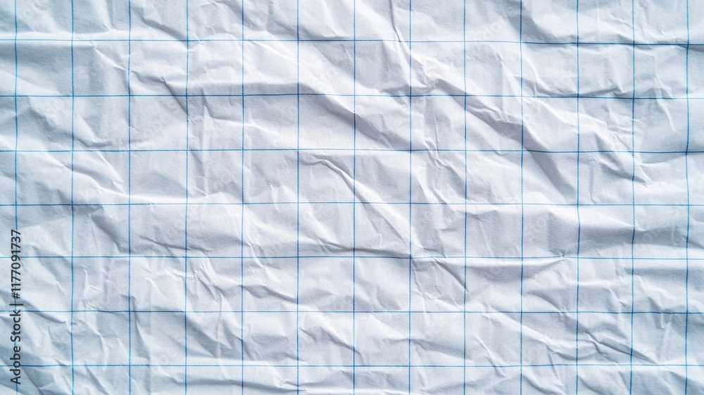 Crumpled Graph Paper Texture Background White Gridded Paper with Creases and Wrinkles Crumpled Graph Paper Texture Background White Gridded Paper with Creases and Wrinkles