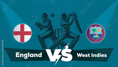 England VS West Indies Match , West Indies Vs England cricket match , Cricket match concept with creative illustration.eps