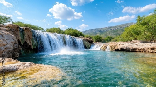 Chantara Waterfalls in Troodos mountains is a breathtaking natural wonder with multiple cascades of crystal clear water flowing over rocky cliffs surrounded by lush greenery.