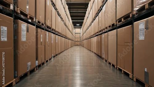 Efficient Organization of Industrial Warehouse Cardboard Boxes and Inventory Management in Commercial Storage Aisles for Optimal Logistics Solutions