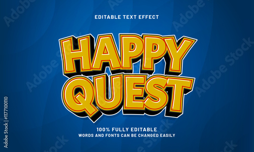 happy quest editable text effects with a kids and game theme