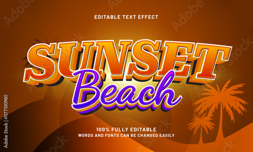 sunset beach editable text effects with a beach and sunset theme