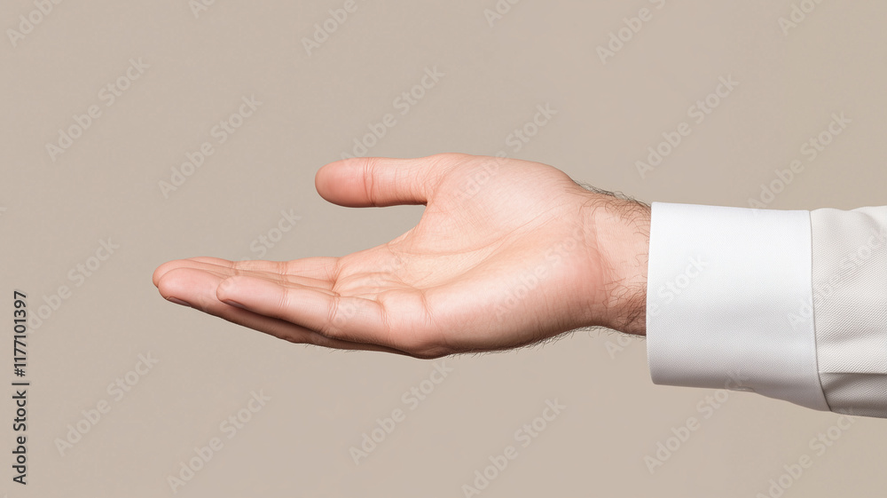 human hand extended outward, palm up, against neutral background, symbolizing openness and invitation human hand extended outward, palm up, against neutral background, symbolizing openness and invitation