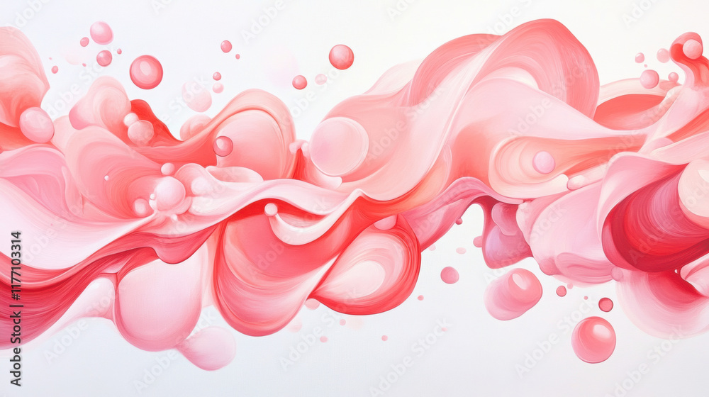 Flowing abstract art in soft pink tones and bubbles Flowing abstract art in soft pink tones and bubbles