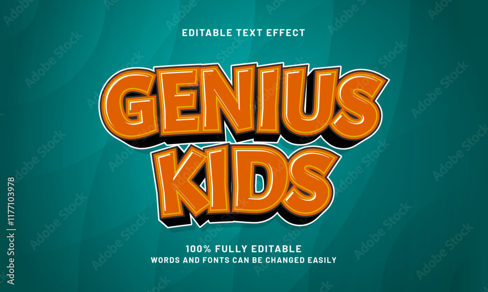 Obraz premium genius kids editable text effects with a kids and game theme