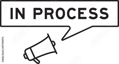 Megaphone icon with speech bubble in word in process on white background