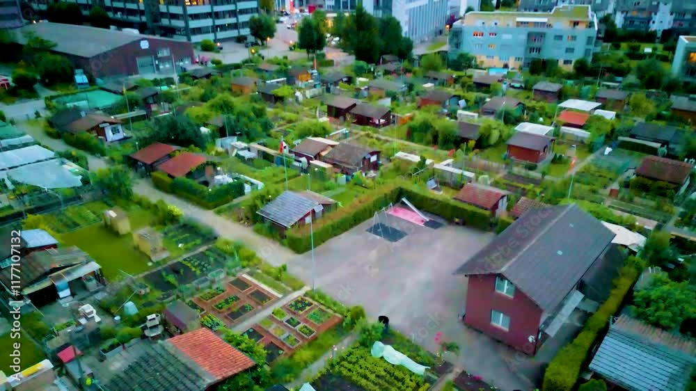 4K Drone Video of Municipal Family Gardens at the base of Mount Pilatus in Kriens, Switzerland on a Summer Evening 4K Drone Video of Municipal Family Gardens at the base of Mount Pilatus in Kriens, Switzerland on a Summer Evening