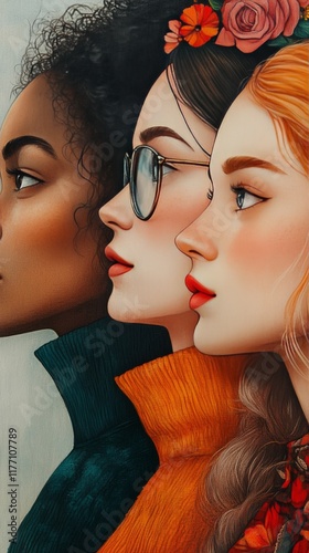 Women of diverse backgrounds showcasing beauty and individuality in artistic ...