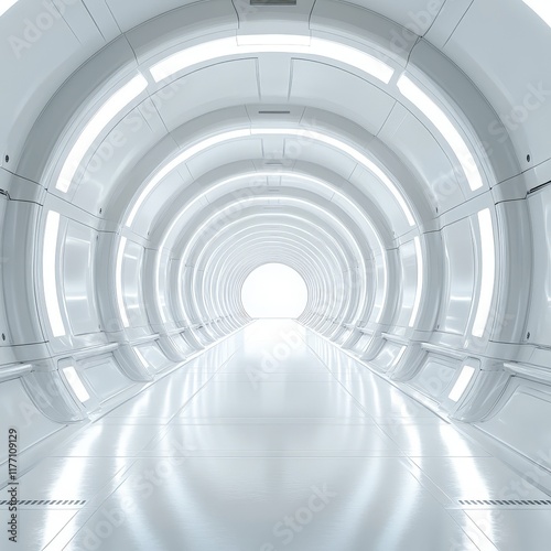 Wallpaper Mural A futuristic white corridor with glowing accents, evoking advanced technology and a showroom atmosphere. Torontodigital.ca