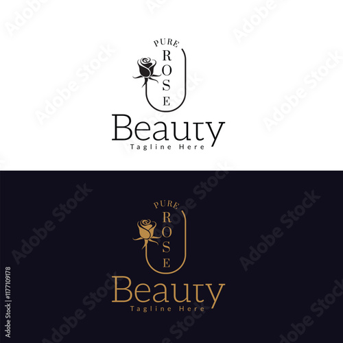 rose flower logo, vector for beauty fashion logo, salon logo, and spa, bouquet boutique.