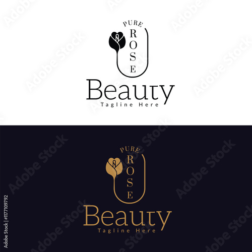 rose flower logo, vector for beauty fashion logo, salon logo, and spa, bouquet boutique.