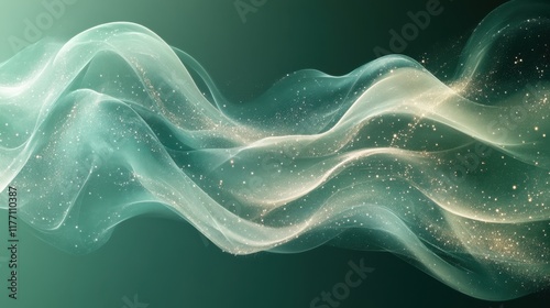 A muted green background with abstract bold lines forming a decorative flat border and a clean middle area 