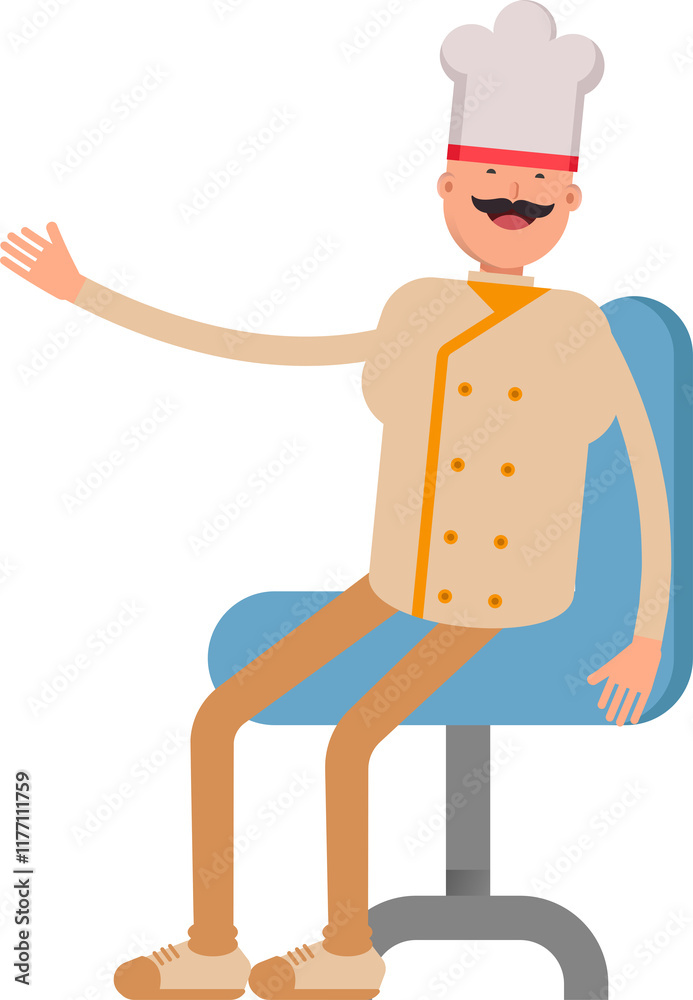 Baker Character Sitting on Office Chair
Baker Character Sitting on Office Chair
