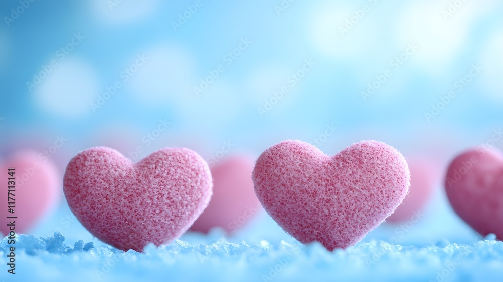 Fototapeta premium Heart-shaped decorations create a romantic atmosphere. Generative AI.