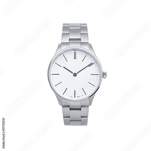 Luxury watch featuring a stainless steel band, showcased against a white background, emphasizing elegance, precision, and timeless design in premium timepieces.
 photo