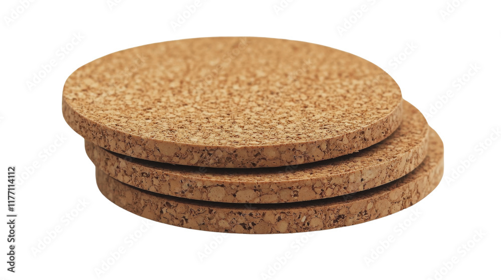 Cork coasters, isolated on transparent background Cork coasters, isolated on transparent background