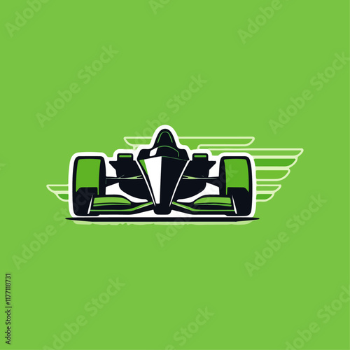 Formula One Racing Car: Front View Illustration 