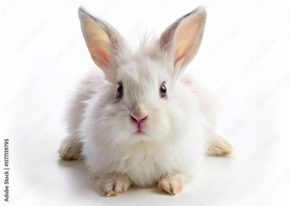Adorable Fluffy Bunny Rabbit Isolated on White Background - Perfect for Easter & Spring Designs Adorable Fluffy Bunny Rabbit Isolated on White Background - Perfect for Easter & Spring Designs