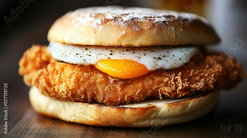 Crispy fried chicken, topped with a perfectly fried egg, gooey on your choice of a toasted english muffin, biscuit, or Cheese Breakfast Sandwich toast.


