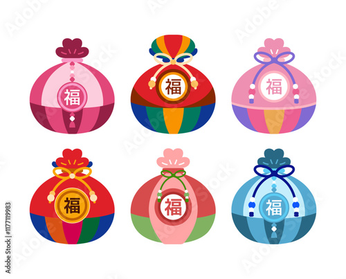 Korea's Traditional Lucky Bag Set Up in Various Colors